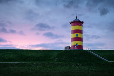 Bild mit Sonnenuntergang, Sonnenaufgang, Landschaft, Nordsee, Ostfriesland, Leuchtturm