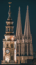 Bild mit Stadt Görlitz, Görlitz, Altstadt, Rathausturm, Peterskirche, Oberlausitz, Görlitzer Peterskirche, Nachtaufnahme, Sachsen