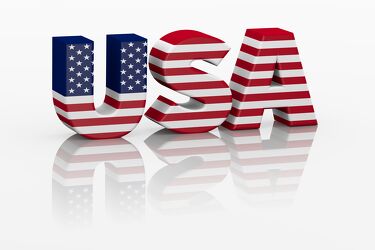 Bild mit Illustration, USA, Vereinigte Staaten, Text, 3d, Buchstaben, amerikanisch, Flagge, national, Wort