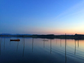 Bild mit Orange, Sunset, yellow, summer, evening, lake, colors, purple, summer evening, lake of Pfaeffikon