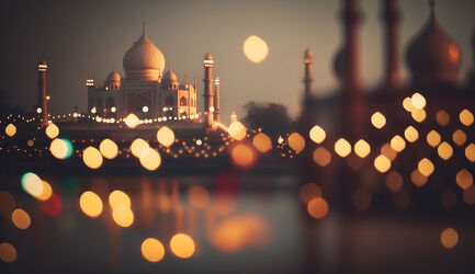 Bild mit Architektur, Sehenswürdigkeit, Schönheit, Indien, Abenddämmerung, Kultur, farbenprächtig, beeindruckend, Erbe, Taj Mahal