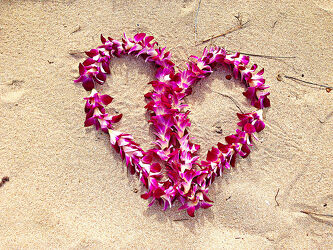 Bild mit Sand, LIEBE/LOVE, Liebe und Herzen, Hawaii