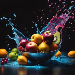 Bild mit Apfelbild, Fruits, Apfel, Farbenfrohe Kunst, farbig, Dynamisch, wasser splash