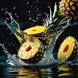 Bild mit Ananas, pineapple, Splash, wasser splash