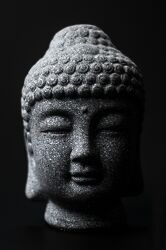 Bild mit Stein, Buddha, schwarz weiß, Kopf, glaube, Skulptur