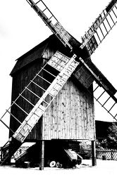 Bild mit Windmühle, schwarz weiß, Mühle, SW