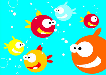 Bild mit Fische, Unterwasser, Kinderbild, Kinderbilder, Kinderzimmer, Kinder, Fisch, Kugelfisch, Unterwassertiere, Unterwasserwelt