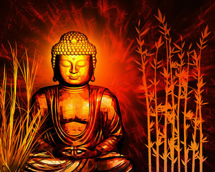 Bild mit Rot, Meditation, Ruhe, Buddha, Spa, Kraft, zen