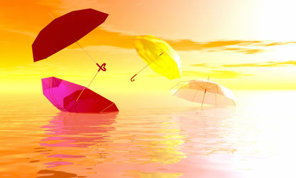 Bild mit Wasser, Regenschirme, Meer, Stillleben, Collagen, schirm, schirme, Sonnenschirm, regenschirm