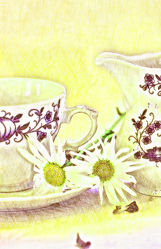 Cup with jug and flowers