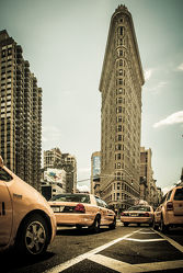 NYC: Yellow cabs at the flat iron building - V2