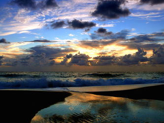 Bild mit Wolken, Strände, Wellen, Sonne, Strand, Meer, Spiegelung, Küste, Am Meer, Stille, Wattenmeer
