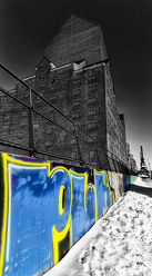 Blue Graffiti in Black and White