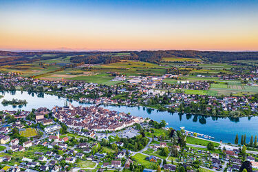 Bild mit Seen, Flüsse, Abendrot, Alpen Panorama, Drohnen, Schaffhausen